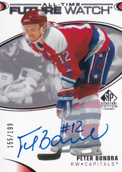 AUTO RC karta PETER BONDRA 20-21 SP Signature Legends All-Time Future Watch Autograph /199